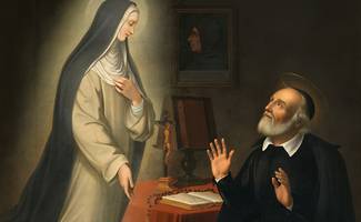 Santa Caterina de' Ricci in abiti monacali appare a San FIlippo Neri