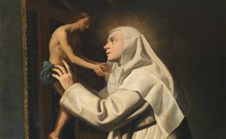 Santa Caterina de’ Ricci in abito monacale adorante il crocifisso