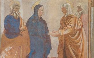 Affresco staccato raffigurante San Giuseppe e San Zaccaria in visita a Maria